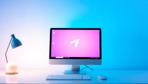 Explore Telegram电脑端 on a sleek computer interface showcasing seamless messaging features.